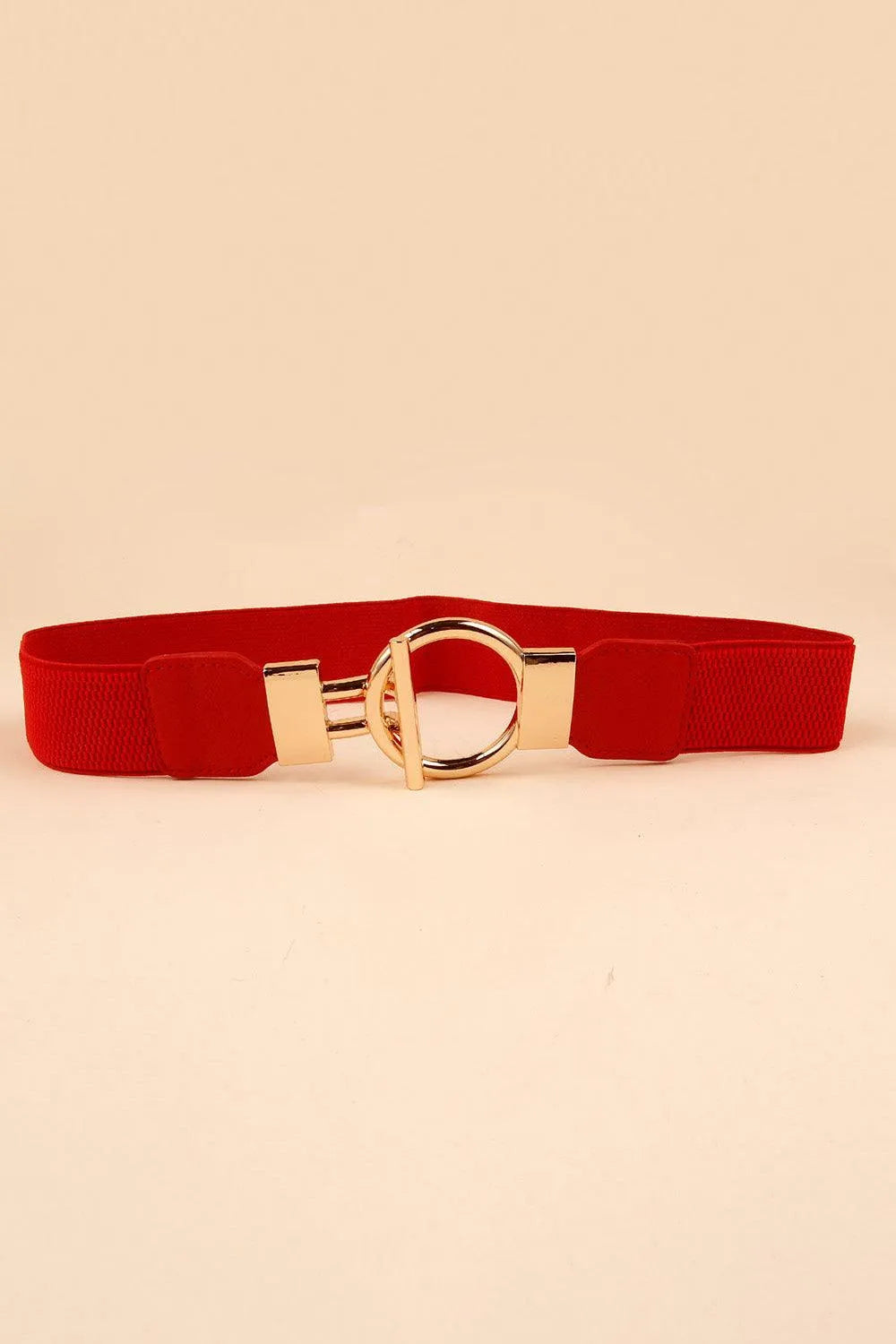 Circle Shape Buckle Zinc Alloy Buckle PU Leather Belt - 6i6