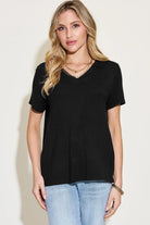 Basic Bae Full Size V-Neck High-Low T-Shirt - 6i6