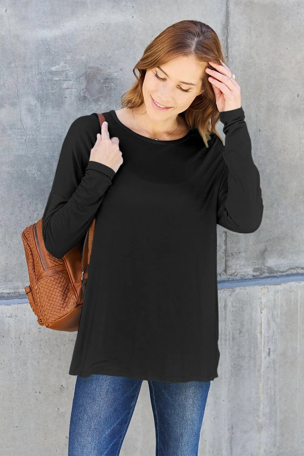 Basic Bae Full Size Round Neck Dropped Shoulder T-Shirt - 6i6