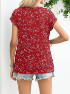 Printed Round Neck Short Sleeve T-Shirt - 6i6