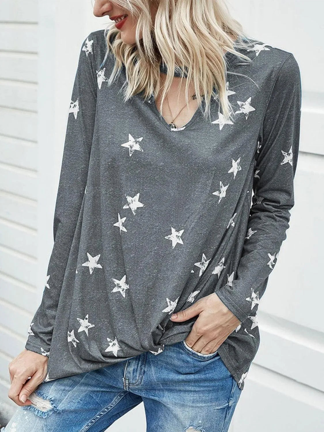 Cutout Round Neck Long Sleeve T-Shirt - 6i6