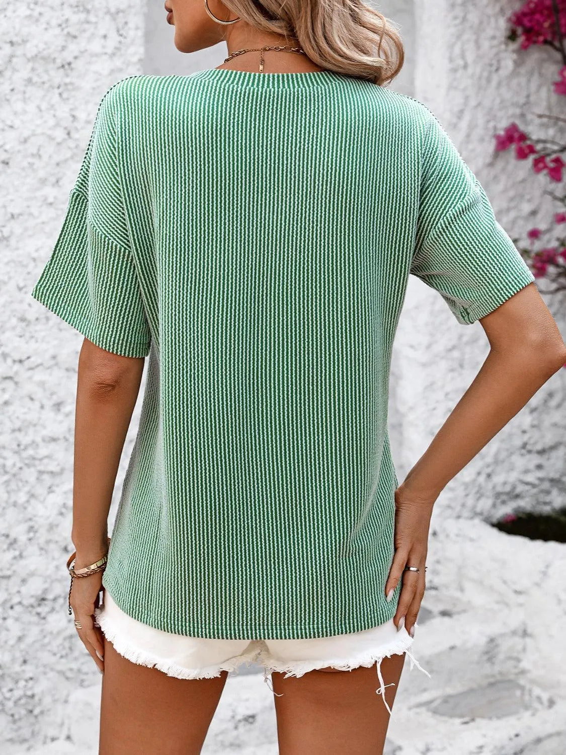 V-Neck Dropped Shoulder T-Shirt - 6i6