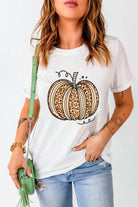 Pumpkin Round Neck Short Sleeve T-Shirt - 6i6