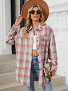 Plaid Collared Neck Long Sleeve Shirt - 6i6