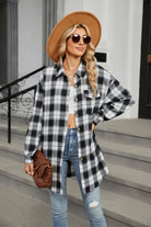 Plaid Collared Neck Long Sleeve Shirt - 6i6