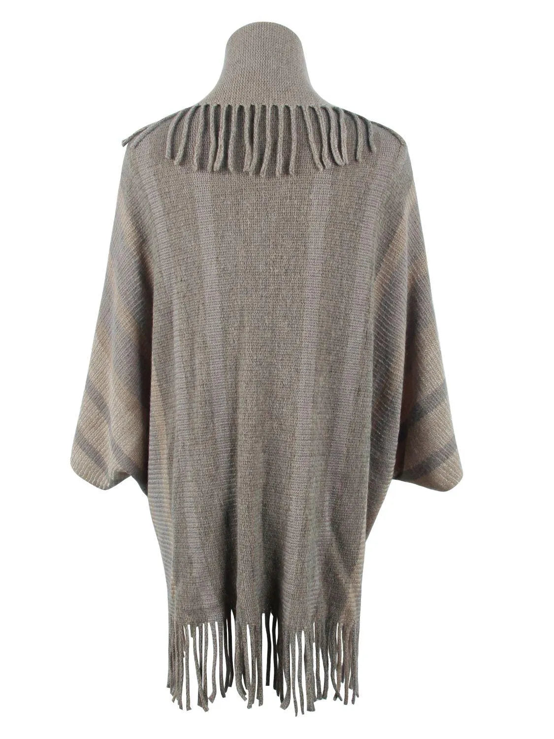 Fringe Detail Open Front Poncho - 6i6