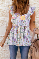 Floral Square Neck Babydoll Top - 6i6