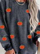 Pumpkin Round Neck Long Sleeve Sweatshirt - 6i6