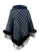 Striped Fringe Hem Poncho - 6i6