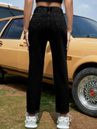 Straight leg jeans with side pockets, tailored fit, comfortable denim material, perfect for casual wear, available at 6i6.com