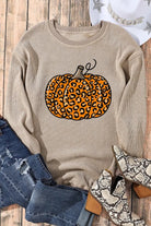 Pumpkin Round Neck Long Sleeve Sweatshirt - 6i6