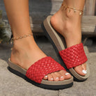 PU Leather Woven Platform Sandals - 6i6