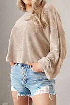 Round Neck Drop Shoulder Long Sleeve Top - 6i6