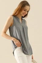 Ninexis Full Size Notched Sleeveless Top - 6i6