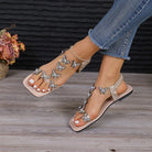 Rhinestone Butterfly Flat Sandals - 6i6