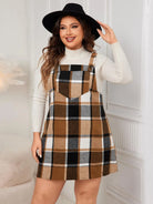 Plus Size Plaid Wide Strap Overall Dress - 6i6