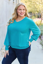 Basic Bae Full Size V-Neck Lantern Sleeve Top - 6i6