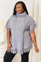 Justin Taylor Turtle Neck Fringe Poncho - 6i6