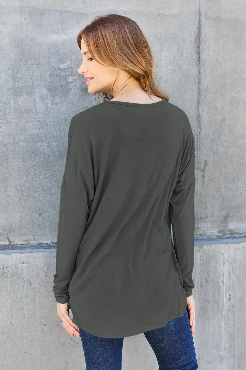 Basic Bae Full Size Round Neck Dropped Shoulder T-Shirt - 6i6