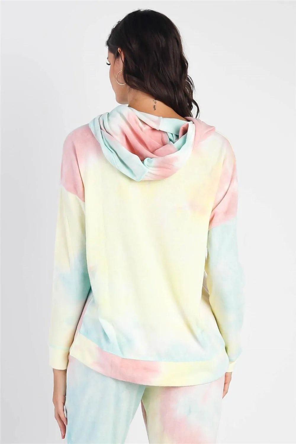 Cherish Apparel Drawstring Tie-Dye Dropped Shoulder Hoodie - 6i6