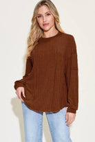 Basic Bae Full Size Ribbed Round Neck Long Sleeve T-Shirt - 6i6