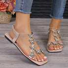 Rhinestone Butterfly Flat Sandals - 6i6