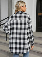 Plaid Collared Neck Long Sleeve Shirt - 6i6