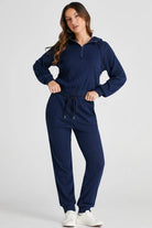 Drawstring Half Zip Hoodie and Joggers Active Set - 6i6