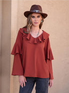 Statement Collar Long Sleeve Blouse - 6i6