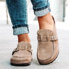 Round Toe Low Heel Buckle Loafers - 6i6