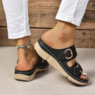 PU Leather Open Toe Buckle Sandals - 6i6