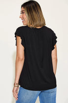 Basic Bae Full Size Bamboo Notched Ruffled Short Sleeve T-Shirt - 6i6