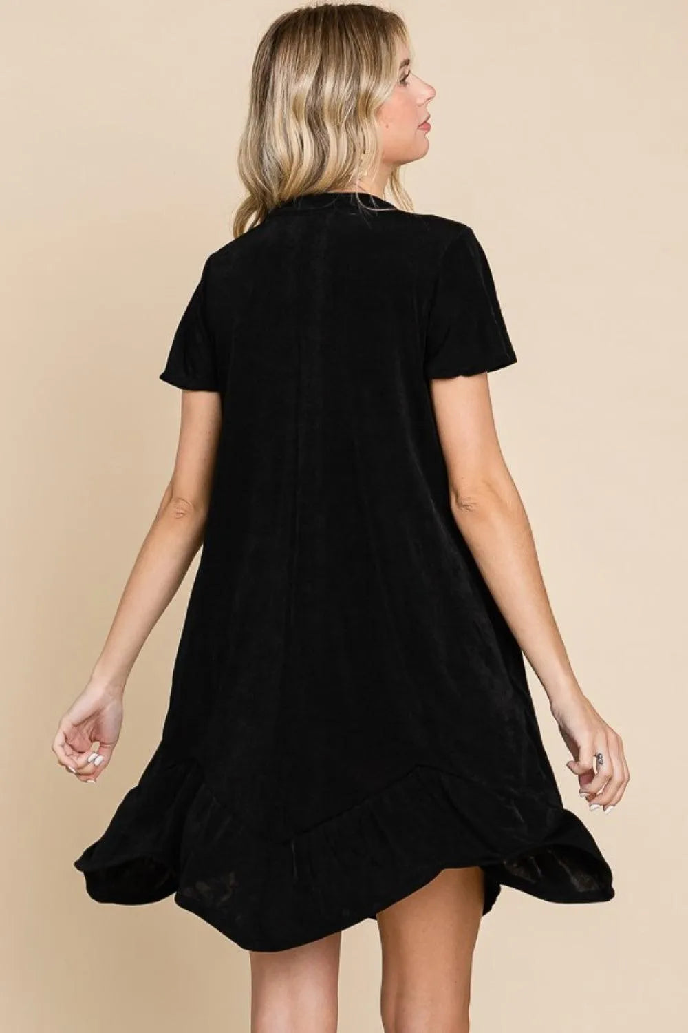 Culture Code Full Size Notched Short Sleeve Dress - 6i6