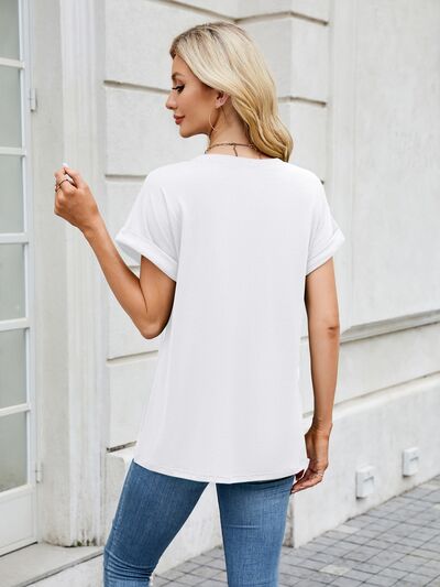 Florira Round Neck Short Sleeve T-Shirt for women from 6i6.com, a versatile and comfortable basic for everyday wear.