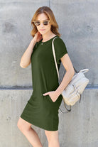 Basic Bae Full Size Round Neck Short Sleeve Dress with Pockets - 6i6