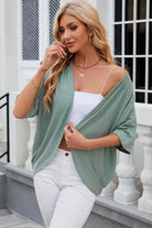 Eyelet Open Front Half Sleeve Cardigan - 6i6