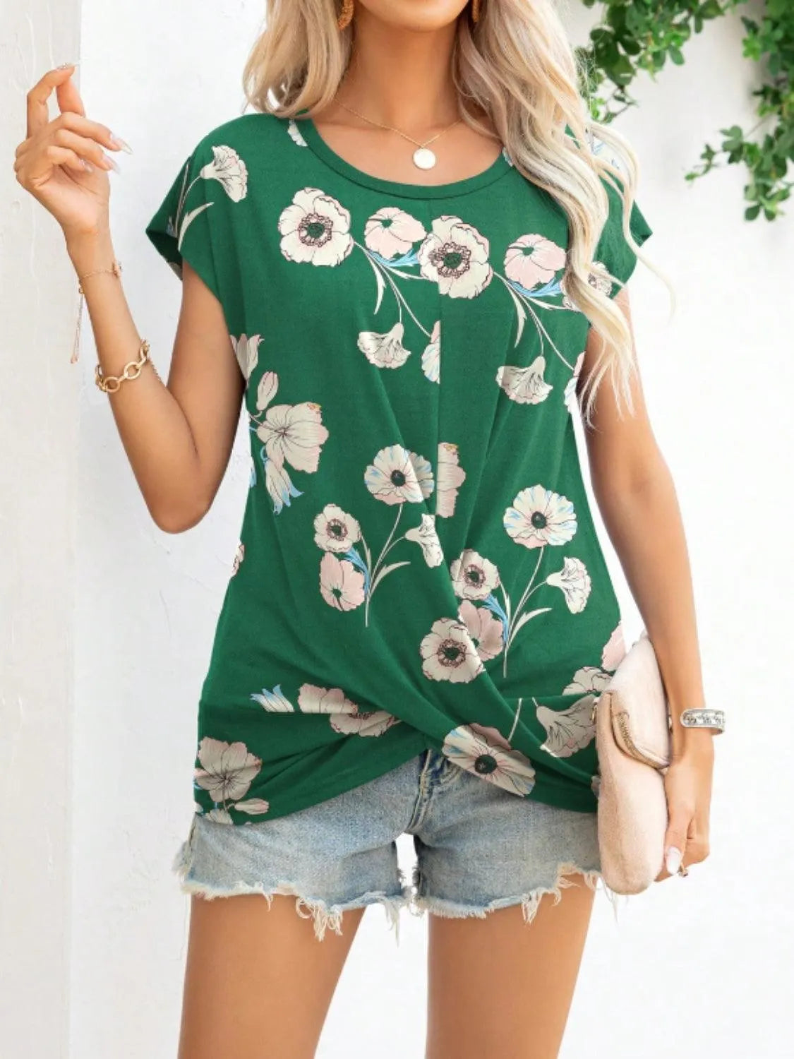 Printed Round Neck Short Sleeve T-Shirt - 6i6