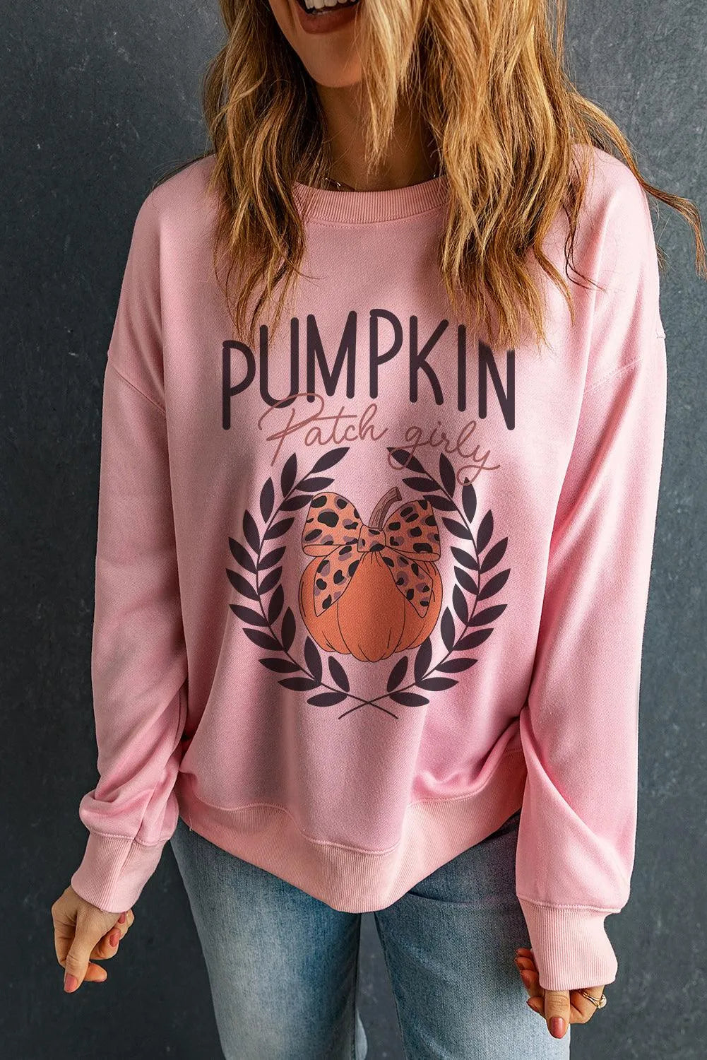 Pumpkin Round Neck Long Sleeve Sweatshirt - 6i6