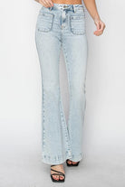 Risen Full Size High Rise Front Patch Pocket Flare Jeans - 6i6