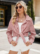 Striped Button Up Long Sleeve Shirt - 6i6