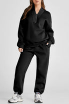 Quarter Zip Long Sleeve Top and Pants Set - 6i6