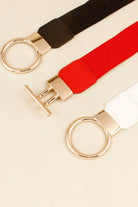 Circle Shape Buckle Zinc Alloy Buckle PU Leather Belt - 6i6