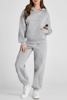 Dropped Shoulder Long Sleeve Hoodie and Pants Active Set - 6i6