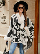 Faux Fur Trim Poncho - 6i6