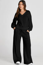 V-Neck Long Sleeve Top and Pants Active Set - 6i6