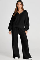 V-Neck Long Sleeve Top and Pants Active Set - 6i6