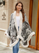 Printed Open Front Poncho - 6i6