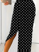 Slit Polka Dot V-Neck Dress - 6i6