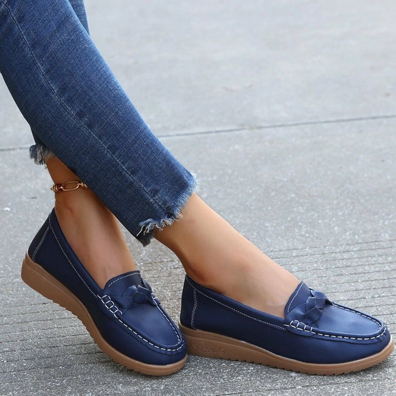 Weave Wedge Heeled Loafers - 6i6