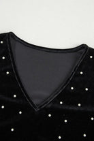 Pearl Detail V-Neck Long Sleeve Bodysuit - 6i6